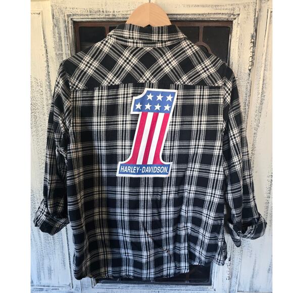 Harley-Davidson #1 Plaid Flannel Shirt - EUC Large - Picture 4 of 8
